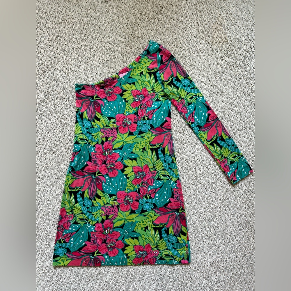 Lilly Pulitzer One Shoulder Floral Long Sleeve Mini Dress